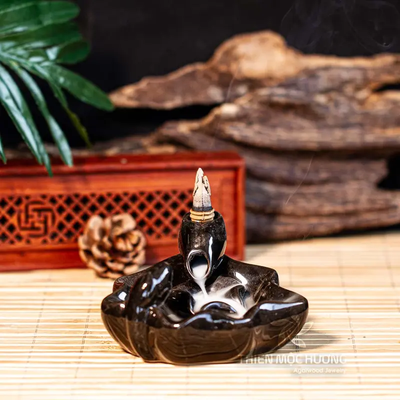 Thác khói xông nụ trầm hương Thiên Mộc Hương cao khoảng 10cm - Tiểu cảnh mini dùng xông nụ trầm khói ngược Dầu Thơm Phòng 6