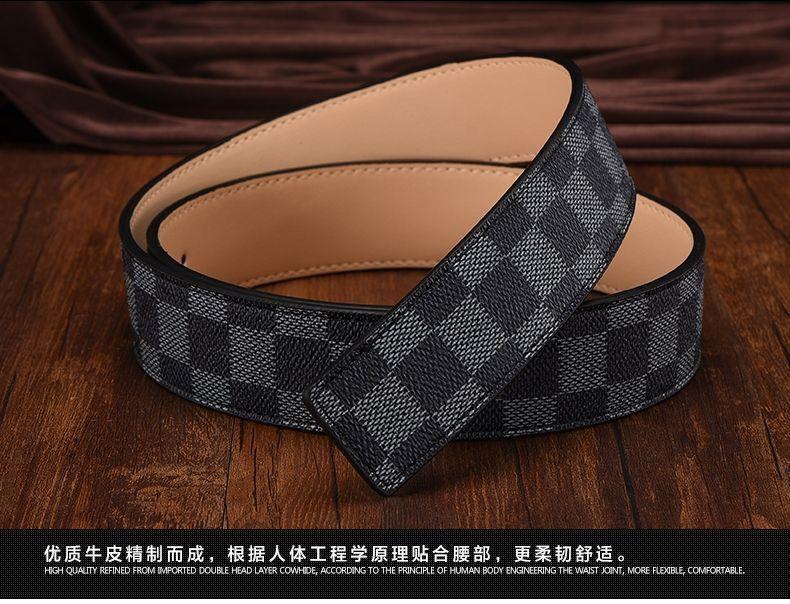 Product Introduction of New Men's Leather Belt Smooth Buckle Belt Letter H Youth Plaid Pant Belt Men's Korean Style Trendy Casual All-Matching 4