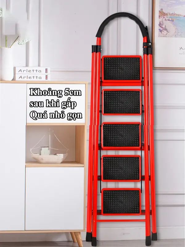 Thang Gấp Gọn TIMTOLL 3/4/5 Bậc Kim Loại Thép Carbon Chống Trượt - Đen 3