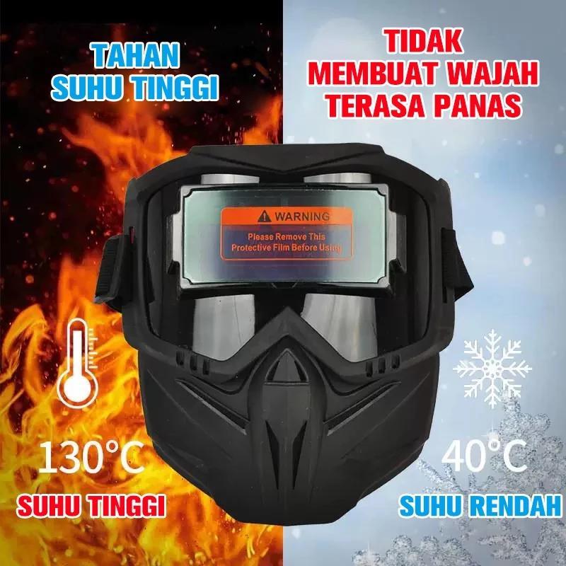 Helm Las Gelap Terang Dimming Welding Mask Topeng Las Listrik Full Wajah True Color Kacamata