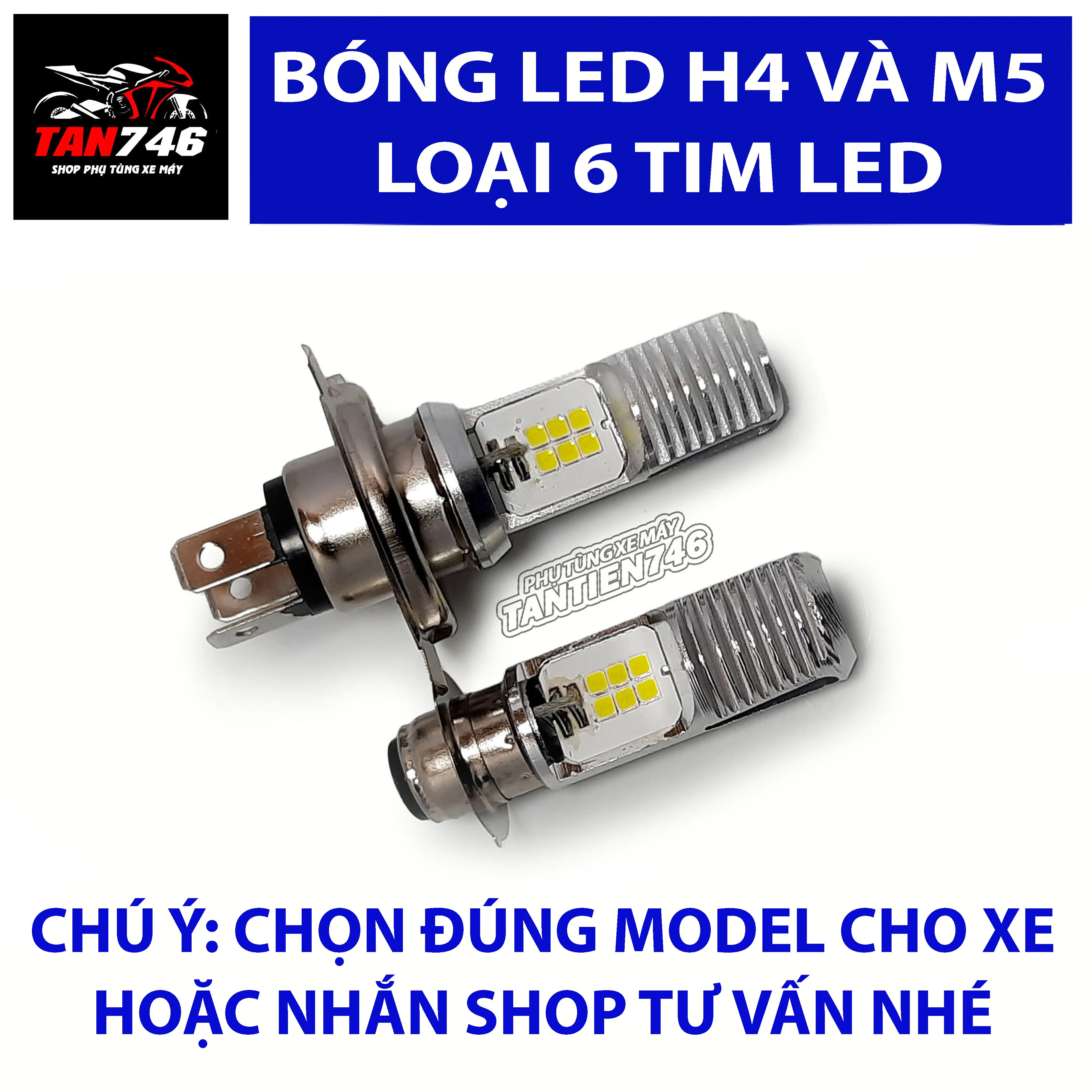 Bóng đèn pha trước LED H4 3 chân, M5 2 chân, lắp cho Wave, Dr, Rs, Rsx, Ws, Ws110, Fu, Sirius, và nhiều dòng xe khác.