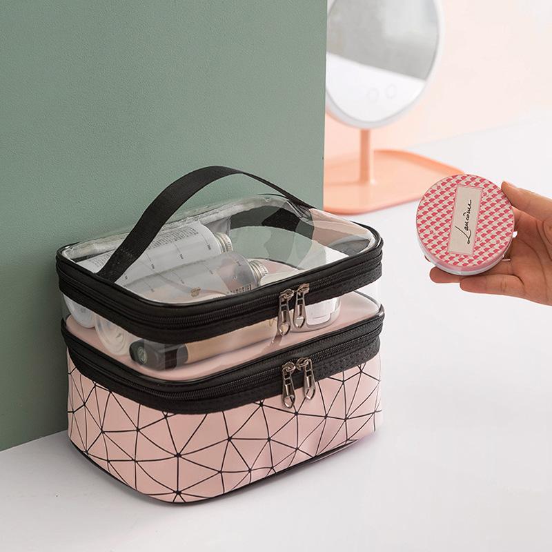 Product Introduction of Double Portable Large Capacity Makeup Bag Korean Version Ringer Travel Multifunctional Toiletry Bag Portable Storage Bag 2