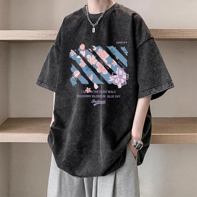 Product Introduction of ANDREA cotton nguyên chất mùa hè 2024 phong cách mới giặt đau khổ đa năng thời trang phong cách Hàn Quốc hợp thời trang rộng rãi cho nam nữ áo thun ngắn tay in hình học sinh cao cấp 16