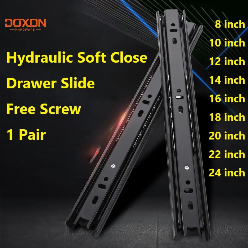Doxon High Quality 1 Pair Drawer Slide 2 PCS Drawer Guide Full Extension Slide Steel Ball Bearing hydraulic soft close Drawer Sliders