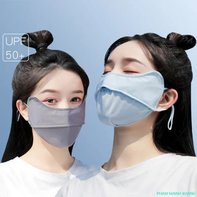 PHAM MANH KHANG peachKhẩu trang chống nắng chống tia UV chất lụa băng mềm mịn mát thông thoáng