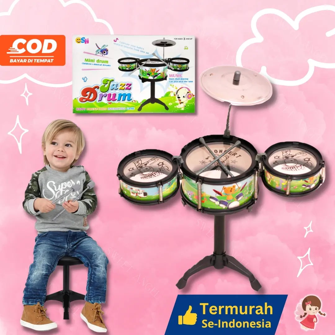 MAINAN DRUM SET ANAK KECIL LUCU BAGUS MUSIK DRUMMER JAZZ KIDS PEMAIN SH 1231 1232 1235 & NO. 6691 & 6684