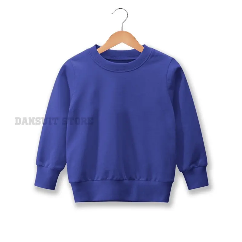 Sweater Polos Anak Laki-laki/Perempuan Usia 4 - 13 Tahun Sweater Crewneck Polos Anak Bahan Tebal Fashion 2