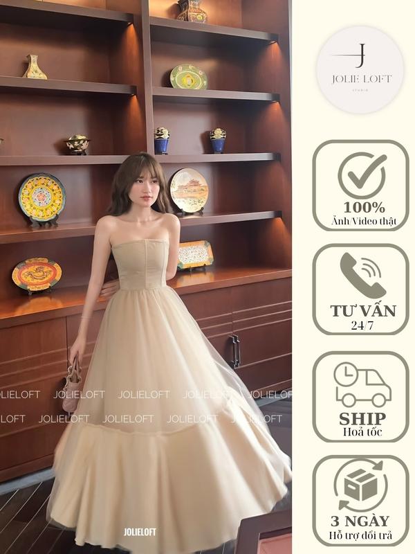 Váy nữ dự tiệc thiết kế Barbie Long Dress JOLIE LOFT đầm dáng dài sang trọng đi chơi 