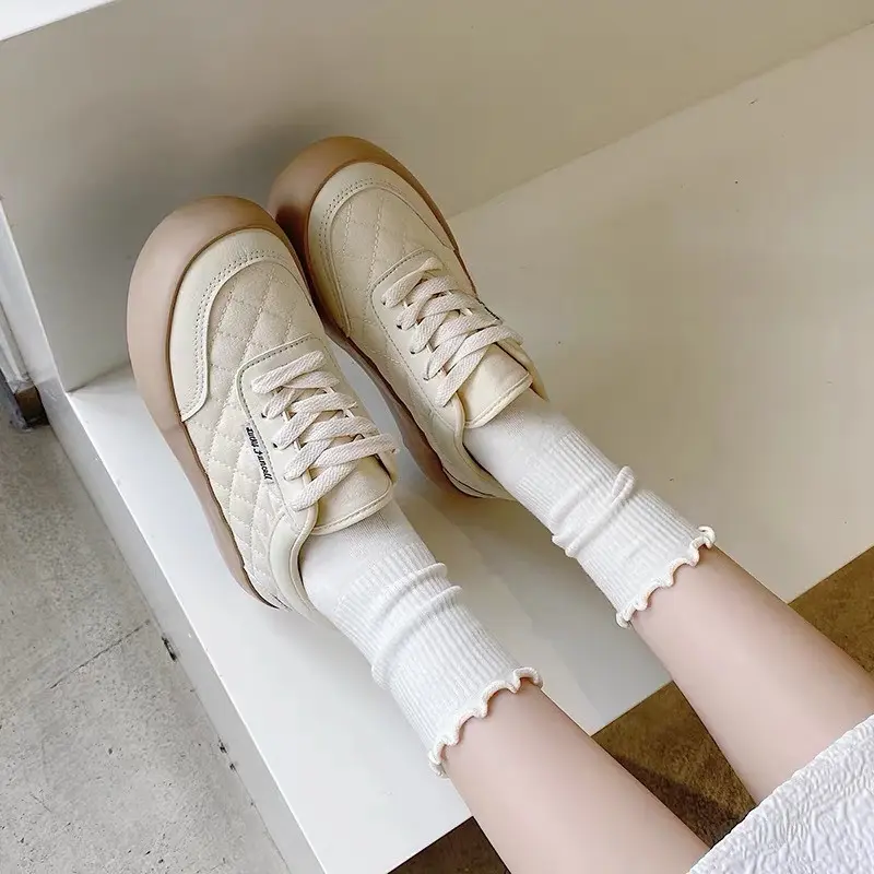 Set 5 Tất Cổ Cao Nữ Bèo Nhún, Vớ Bèo Nhún Nữ Cổ Cao Màu Trơn Basic Thời Trang Vintage Hàn Quốc M122 Women 7