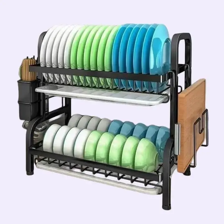 Kệ úp chén bát 2 tầng đa năng Phú Khang - Chất liệu sắt sơn tĩnh điện, kích thước 42 x 41 x 25 cm