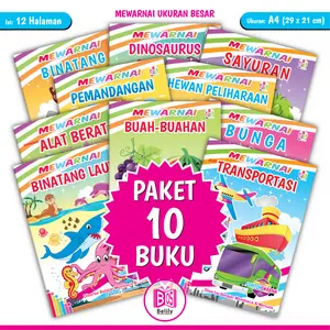 Paket 10 Buku Mewarnai Anak Ukuran Besar (BOS)