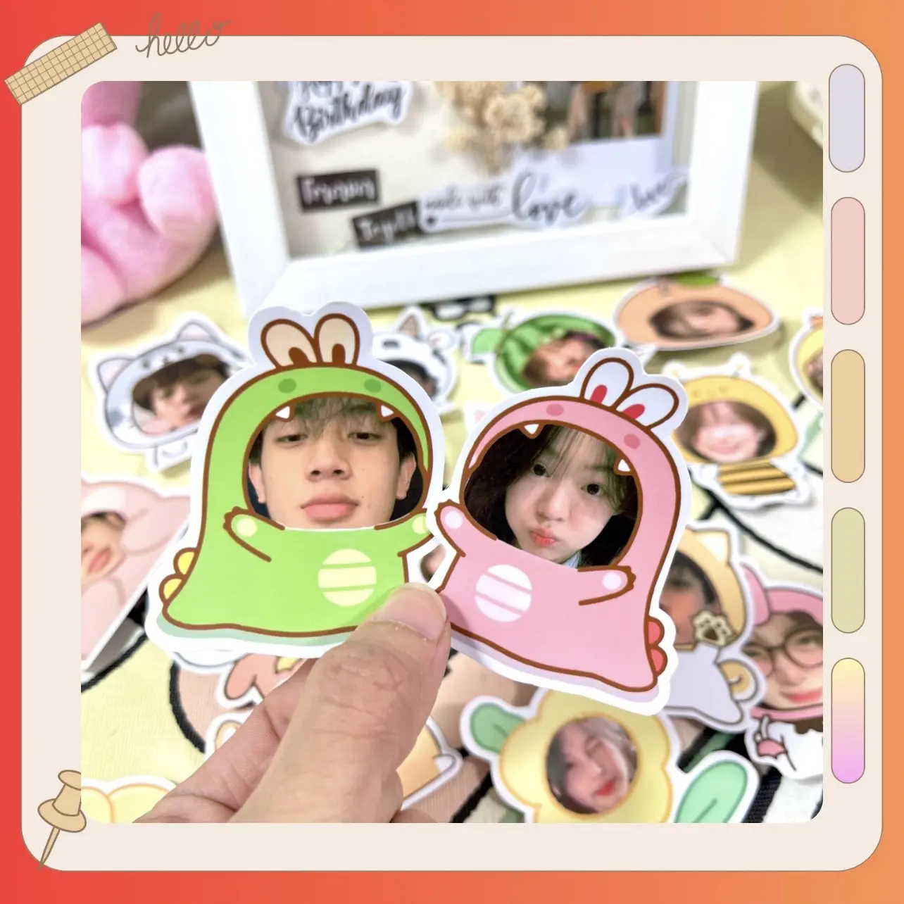 Sticker chibi, in ảnh ghép mặt theo yêu cầu, ảnh bo viền