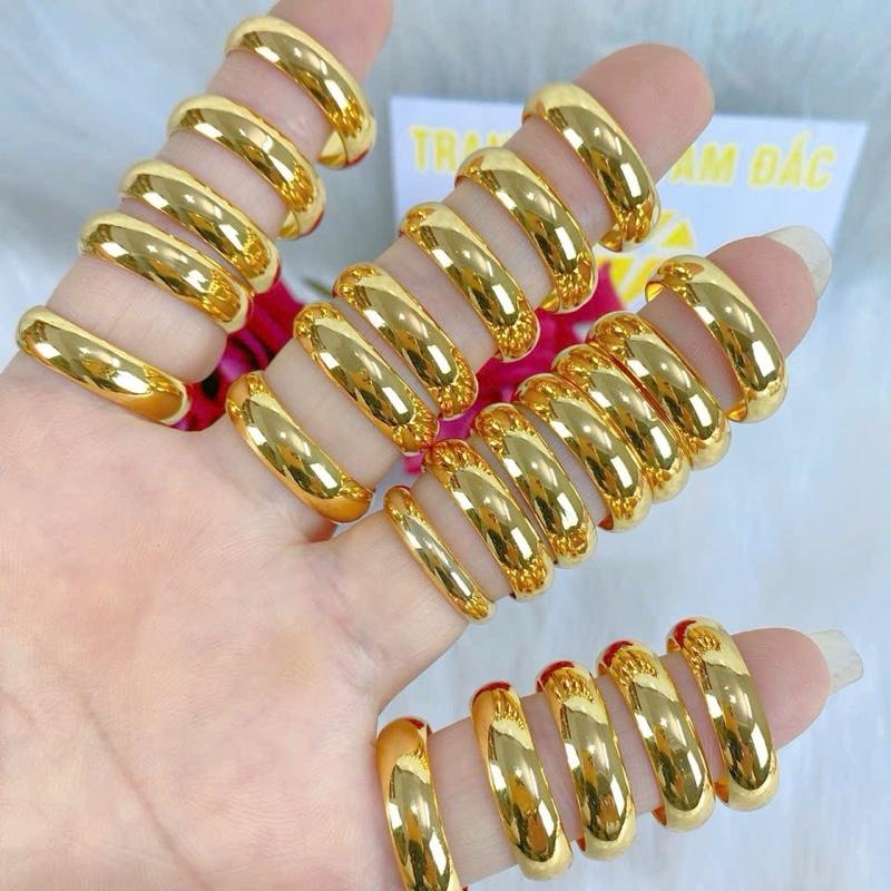  Nhẫn tròn trơn 9999  Trang sức cao cấp mạ vàng 18 ca hai chỉ ba chỉ dành cho cả nam và nữ 