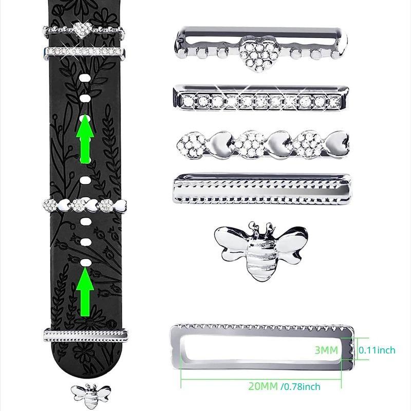 Rhinestone Decorative Ring Set (1 Set), Creative Design Watch Band Decoration, Decorative Accessories Compatible with Apple Watch Band 1