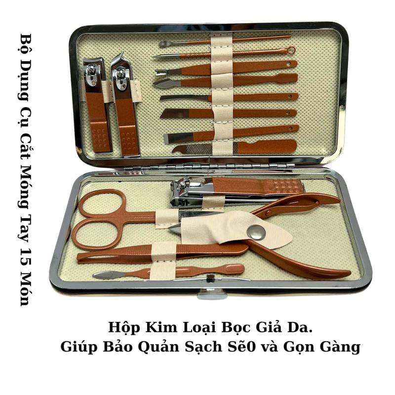 [Bộ Dụng Cụ Bấm Móng 15 Món Cao Cấp] Cho Nam Nữ - Bộ Cắt, Bấm, Dũa Móng Tay, Tiện Lợi, Sang Trọng, Mẫu Mới Phù Hợp Cho Chăm Sóc Móng Tại Nhà Làm Nail
