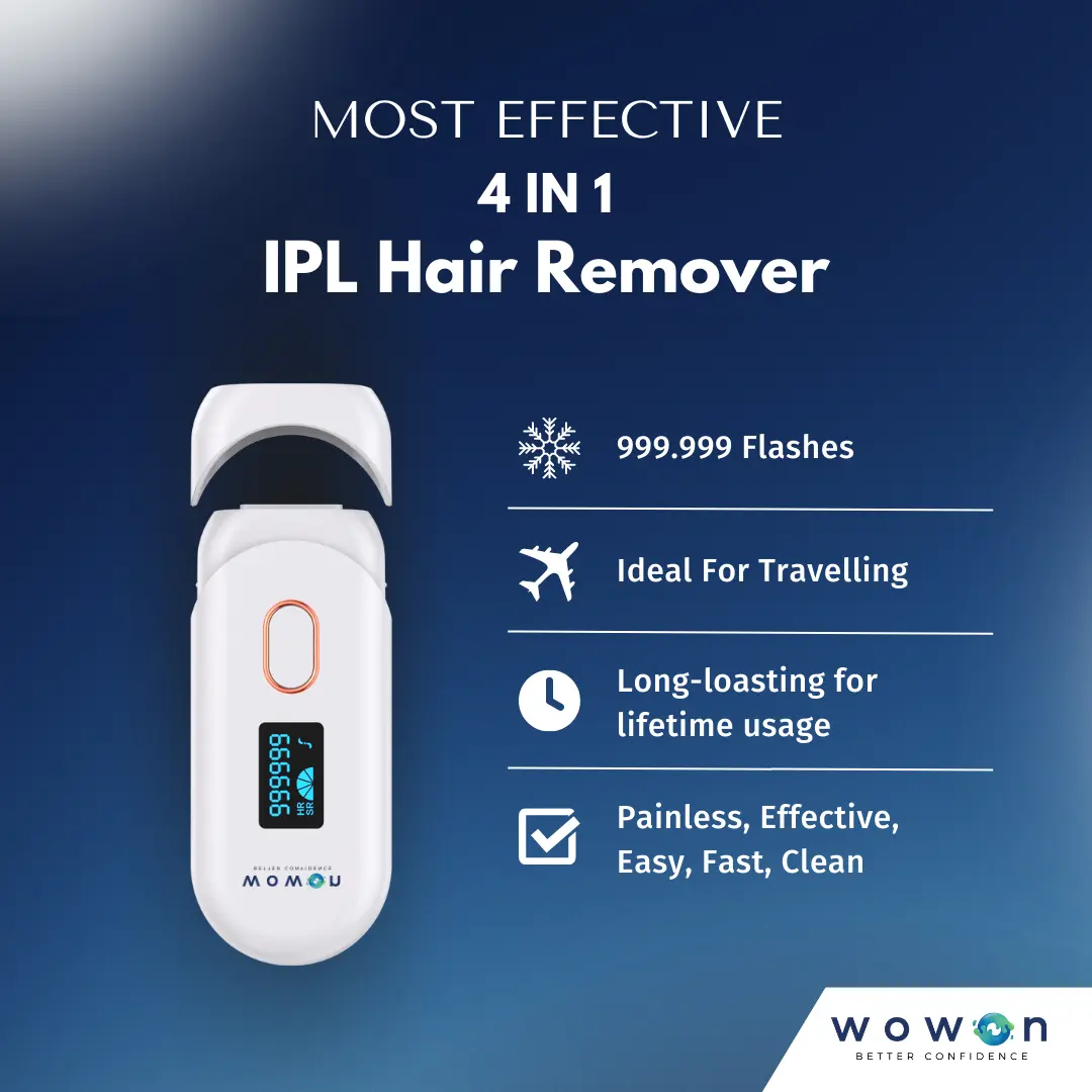 Wowon 4in1 IPL Hair Removal - Alat Penghilang Bulu / Rambut Secara Permanen Tanpa Rasa Sakit - Laser Penghilang Bulu Tubuh Hitam Rontok
