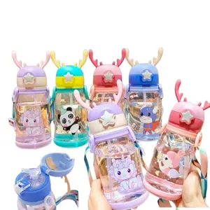 BOTOL RUSA  BPA FREE LUCU 600ml TALI PANJANG BOTOL LUCU BOTOL ANAK Sedotan Bottles Minuman  Kitchenware Water javas Minum