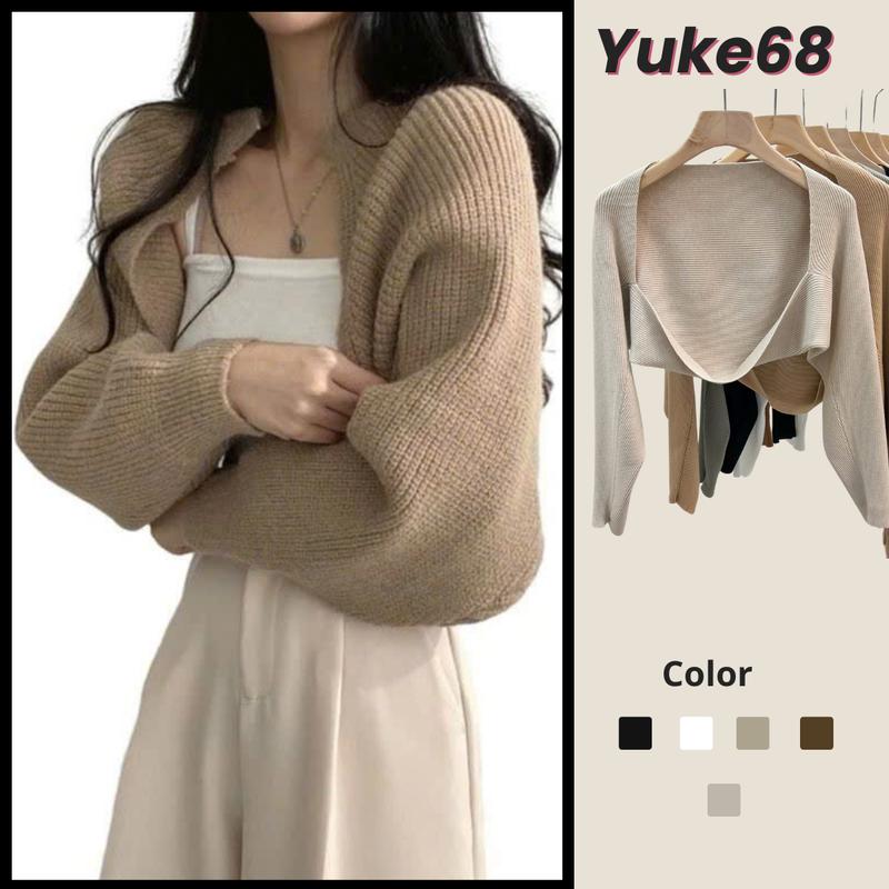 Áo Khoác Cardigan Dáng Croptop YUKE68 Form Cánh Dơi Style Basic Dễ Phối Đồ Chất Vải Mềm Mại Hàng Quảng Châu Cao Cấp - HV19