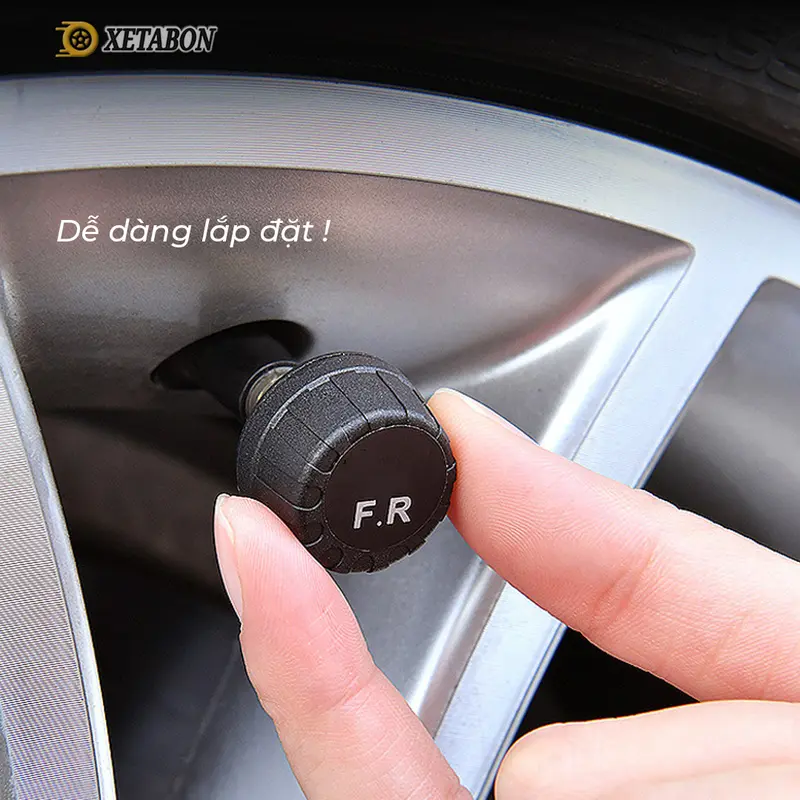 Cảm Biến áp suất lốp Ô TÔ van ngoài cao cấp T-02 XETABON, Pin sạc năng lượng mặt trời, màn hình LCD cảm bi 4
