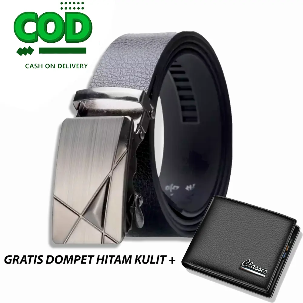 PROMO!! BELI 1 GESPER HITAM KULIT + DOMPET HITAM KULIT Ikat Pinggang Pria Bahan Kulit Gesper Cowok Sabuk Kulit Import Gesper Kulit Ikat Pinggang Pria Import + Dompet Hitam Kulit