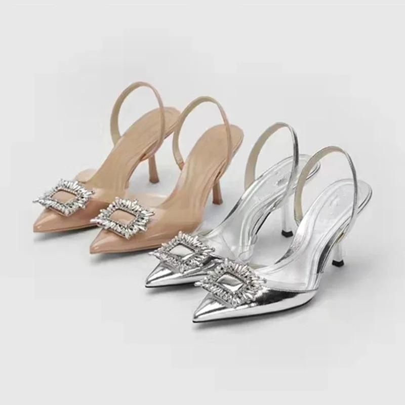 Designer silver sandals heels best sale