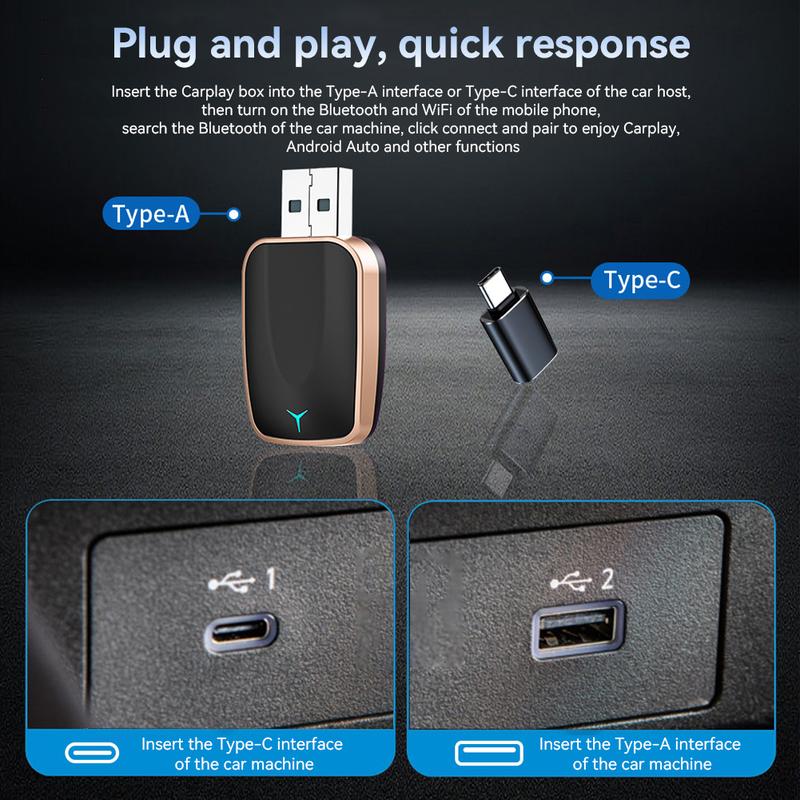 Hộp Android Auto, Thiết Kế 2 Trong 1 Không Dây Carplay AI Box, Cắm Và Chạy, Áp Dụng Cho Ô Tô, Chuyển Đổi Carplay Có Dây Nguyên Bản Thành Không Dây, # 475317 4