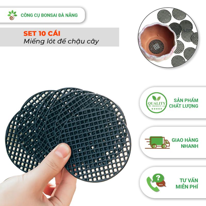 Set 10 cái | Miếng lót đáy chậu cây lưới tròn thoát nước ngăn đất rơi ra ngoài DCK-20 - Công cụ Bonsai Đà Nẵng