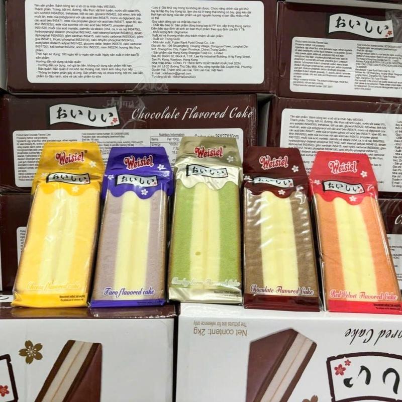    Thùng 12 bánh  Bánh bông lan ăn vặt tam giác weiseil mix 5 vị trà xanh sô cô la mâm xôi phô mai khoai môn 