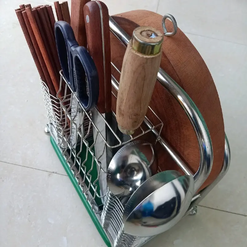 giá cài dao ,đũa,thìa 1 thớt, Kim loại inok 4
