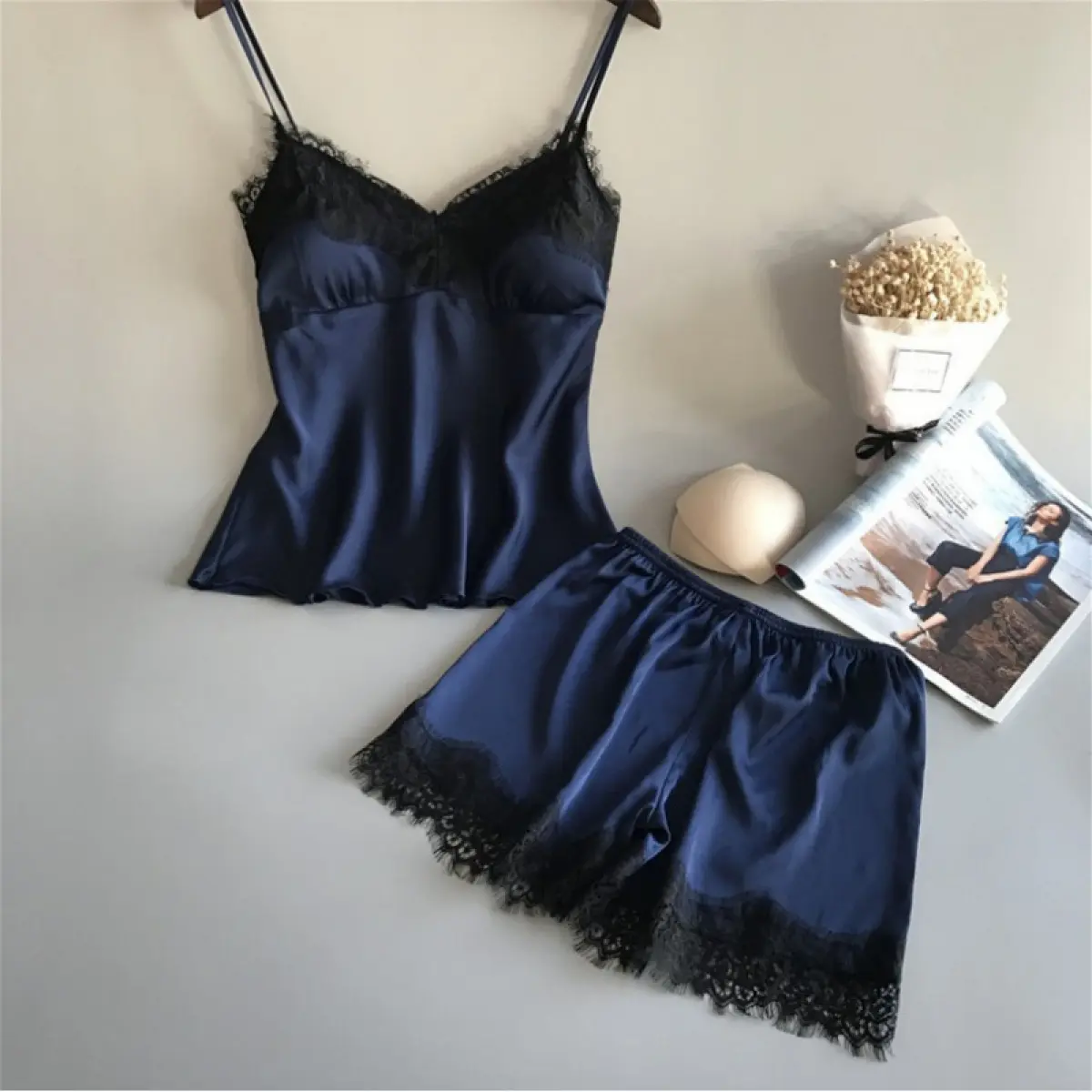 Women's Underwear Women's Camisole Dress Set Ice Silk Lightweight Nightdress Home Nightdress Soft and Comfortable sexy pajamas