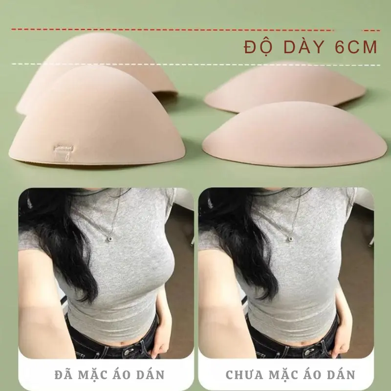 Áo Dán Nâng Đệm Dày 6cm Cài Trước Tạo Khe Siêu Nâng Siêu Dính Kèm Dây Trong EVA BRA - P41 Kem Nữ Women 1