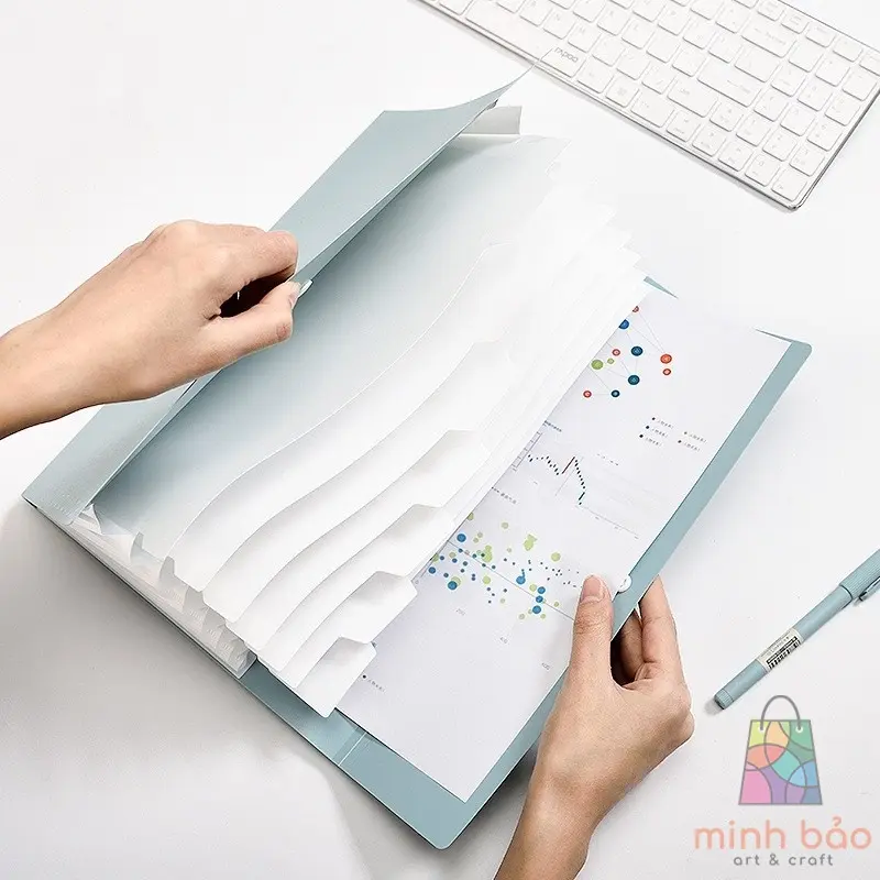 CẶP ĐỰNG TÀI LIỆU A4 DELI - 8 NGĂN PHÂN TRANG - FILE LƯU TRỮ TÀI LIỆU - LINFINI - XANH DƯƠNG / TRẮNG - 72456 4