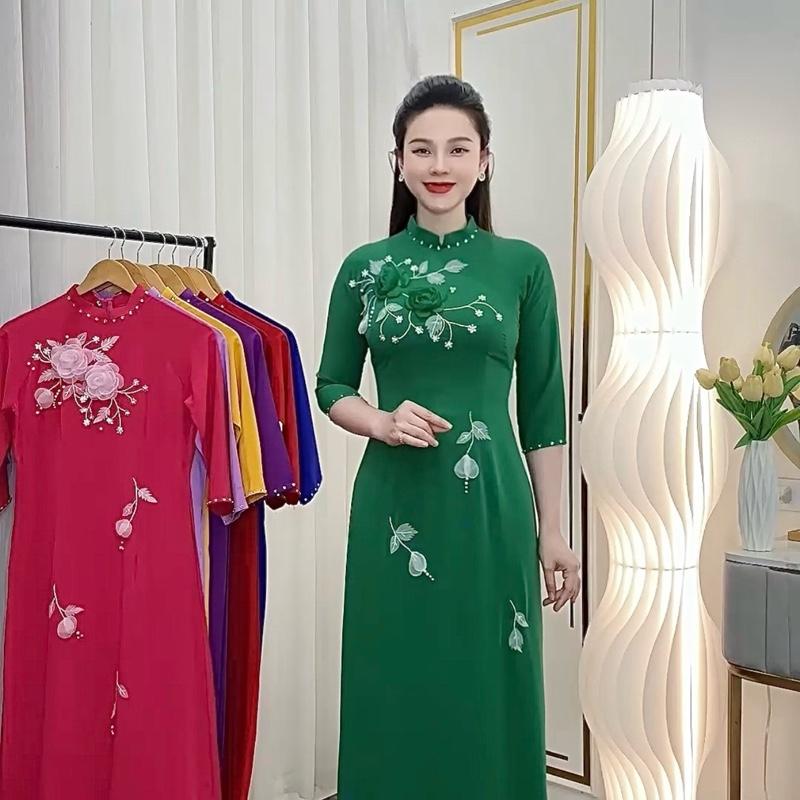 ÁO DÀI THÊU TAY LỤA MỸ CAO CẤP 2