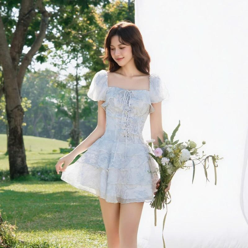 Đầm trễ vai dáng ngắn tay bồng phối corset ngọt ngào Bristol phù hợp đi chơi đi dạo phố OLV