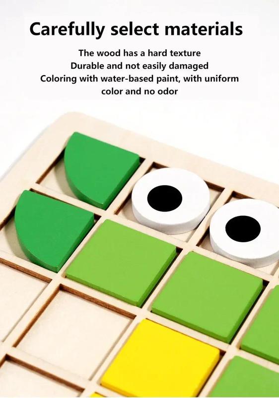 Product Introduction of 3d Montessori Geometry Jigsaw Tangram Mosaic Puzzle Sensory Game Early Education Shape Color Wooden Board Toy Gift For Kids 10