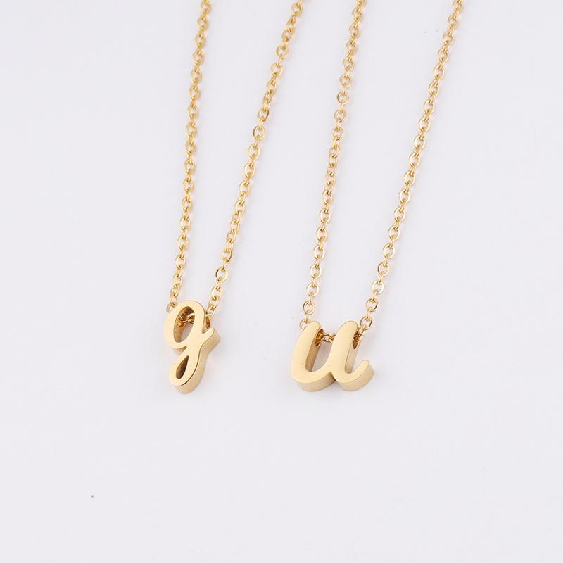 Product Introduction of Trendy New Fashion Hot Selling Lowercase English Letter Necklace Stainless Steel English Letter Beaded Necklace Necklace 17