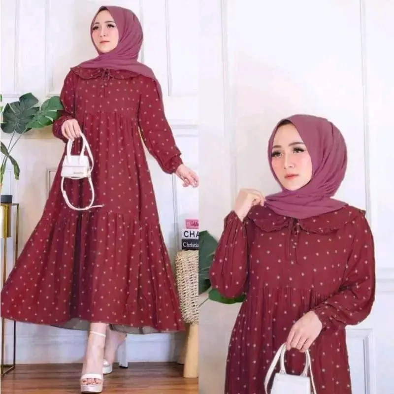 POLKA MIDI DRESS RAYON PREMIUM BESTSELLER Poliester