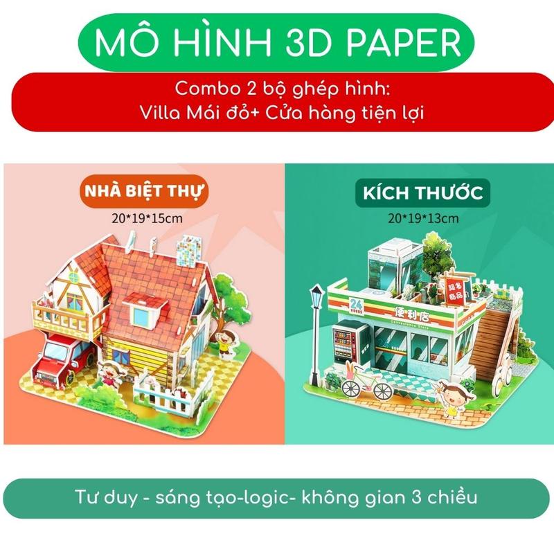 Product Introduction of Combo 2 mô hình Villa Mái dỏ + TIỆN LỢI 3D bằng xốp PE tự lắp ghép cho bé Bộ Lắp Ráp Toy Tháo Lắp Đồ Chơi 19
