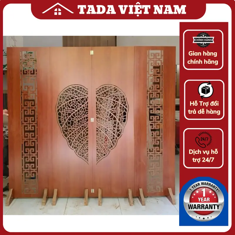 (2 tấm giữa- ghép thành 1 lá to) Vách bình phong ngăn phòng họa tiết lá bồ đề chất liệu gỗ MDF-TDVN2 Decor Decor Phòng ngăn phòng 0