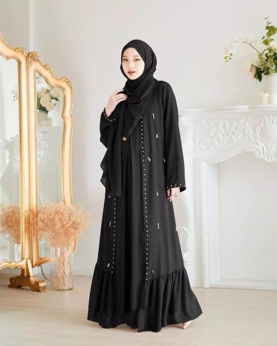 Product Introduction of Abaya syahira set outer abaya turkey remaja dan dewasa warna l hitam mewah elagan Gamis Muslim Wanita bahan Ceruty abaya crystal Mutiara Payet Syari Ibu Dress Simple Kondangan Basic Lebaran Pesta 2