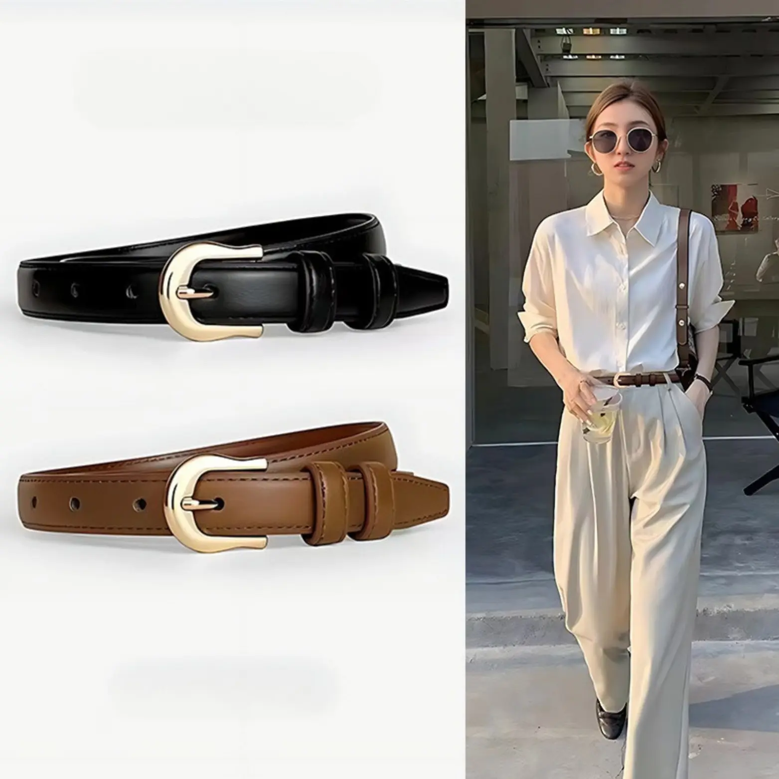 Thắt Lưng Da Nữ LITA TL25 Khóa Tròn Thời Trang Dây Nịt, Da PU Kết Hợp Quần, Chân Váy Công Sở