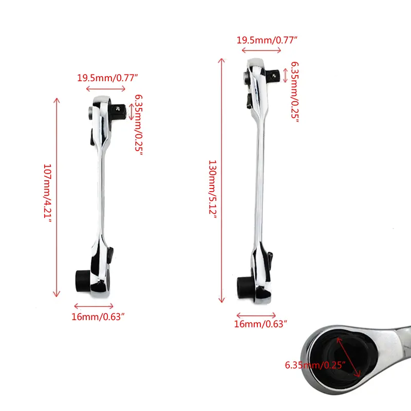 Cờ Lê Cần Gạt Kép, 1 / 4in, Cầm Tay, Tháo Nhanh, 72 Răng, Khoảng Cách Hai Chiều 2