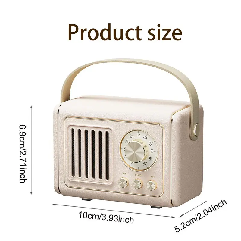 Portable Wireless Speaker, Vintage Style FM Radio Speaker with Classic Knob Design, Rechargeable Bluetooth-compatible Speaker for Home & Outdoor, Smartphone 1