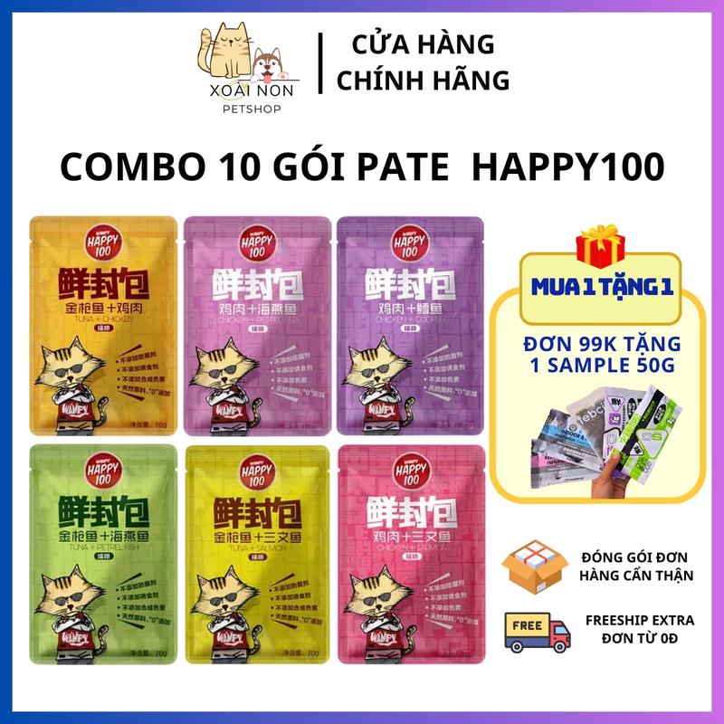 Combo 10 gói pate Happy 100 Sale giá rẻ- Xoài Non Petshop