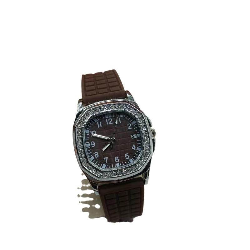 Đồng Hồ Thạch Anh, Dòng Nautilus Vuông, Đính Kim Cương, Unisex, Thời Trang, Phong Cách Cổ Điển, Được Làm Bằng Silicon 5