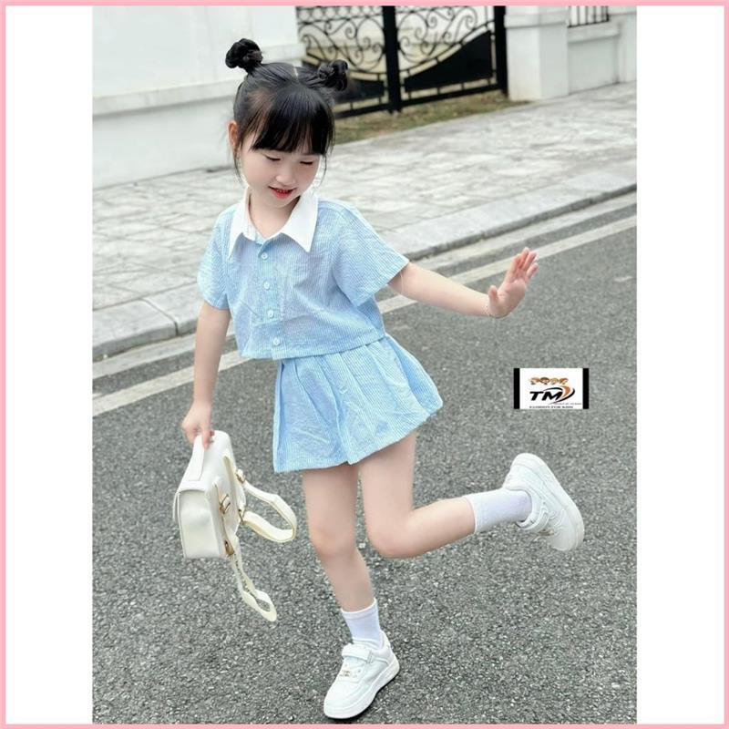 Product Introduction of JODEHSHOP [B97] Bộ váy sơ mi bé gái Bonbi áo sơ mi mix chân váy có lót màu xanh cực mát mắt, màu hồng baby 47