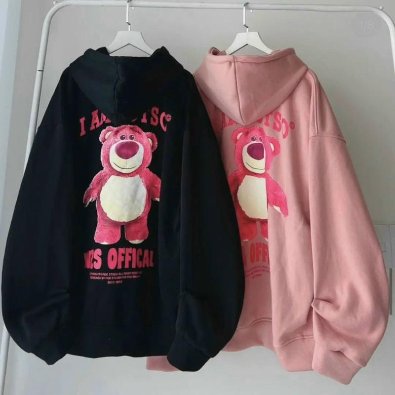 Áo Khoác HOODIE GẤU DÂU Nỉ Bông Nam Nữ Unisex 3