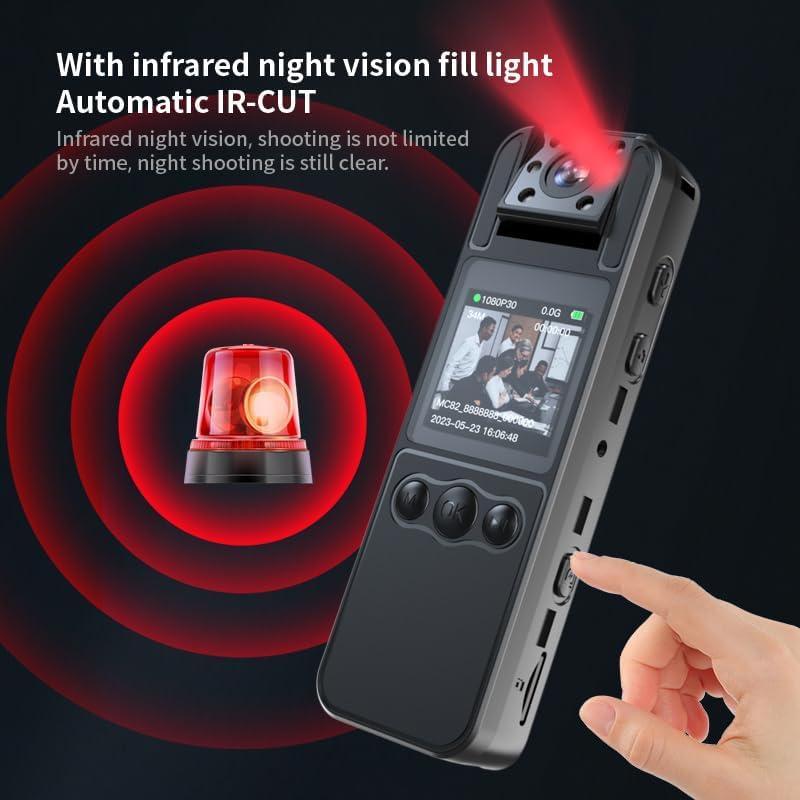 Wearable Mini Camera Security, 1 Count 1080P HD Recording 1.4 Inch Screen Recorder, Night-Vision Function Security Cameras, Safe Recording Camera For Home, Outdoor, Bicycle Sports, Action Camera 7