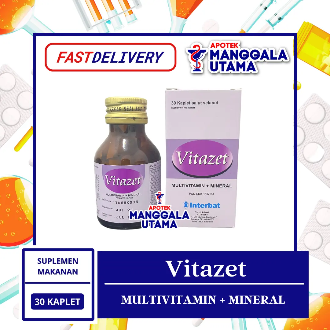 VITAZET KAPLET MULTIVITAMIN DAN MINERAL ISI 30 TABLET - Shop | Tokopedia