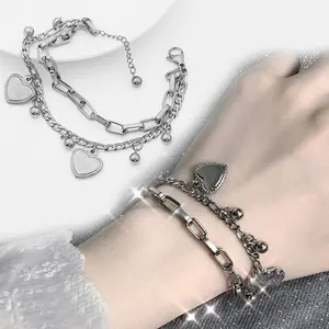 Yarra Gelang Bracelets Wanita Model Rantai Perak Imitasi Love Aksesoris Fashion Korea Perhiasan Bahan Alloy Glg10